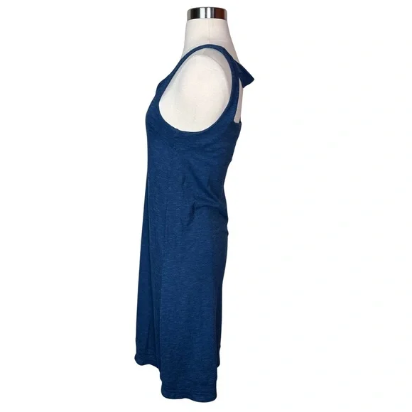 Horny Toad Organic Cotton Blend Scoop Neck Casual Blue Cutout Back Midi Dress M - Picture 4 of 8